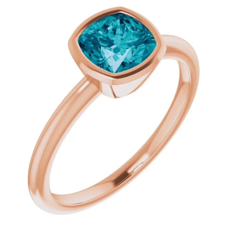 Ladies rings with luminous stones -14K Rose Natural London Blue Topaz Ring