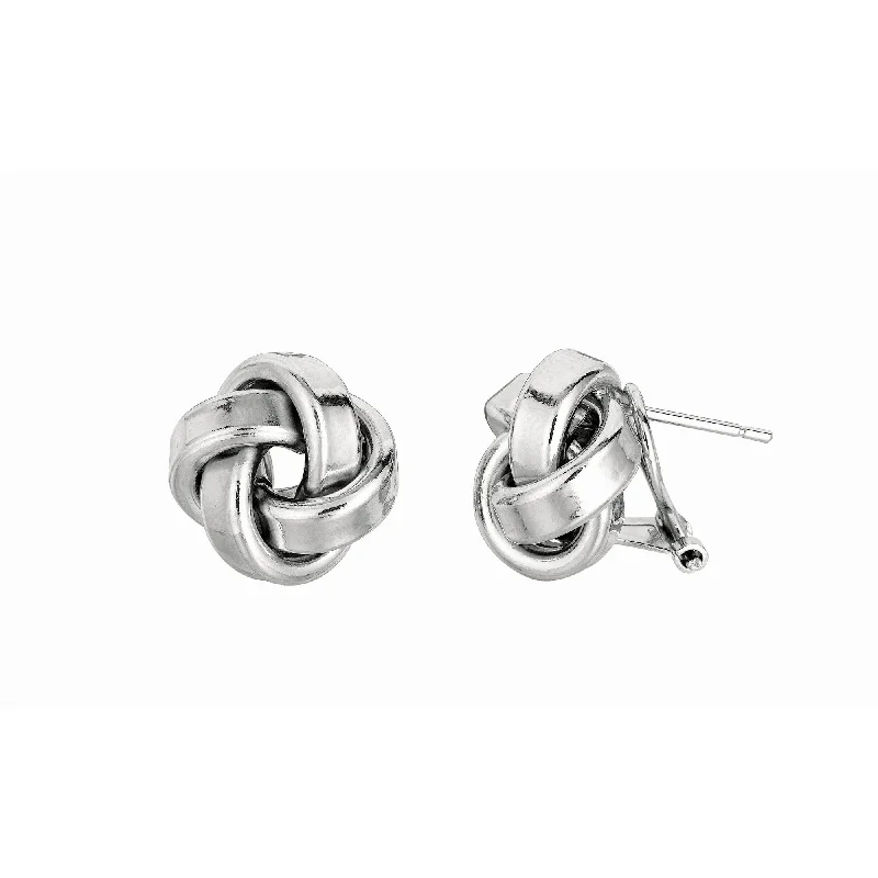 Ladies earrings rose shine -Silver Large Polished Love Knot Earring