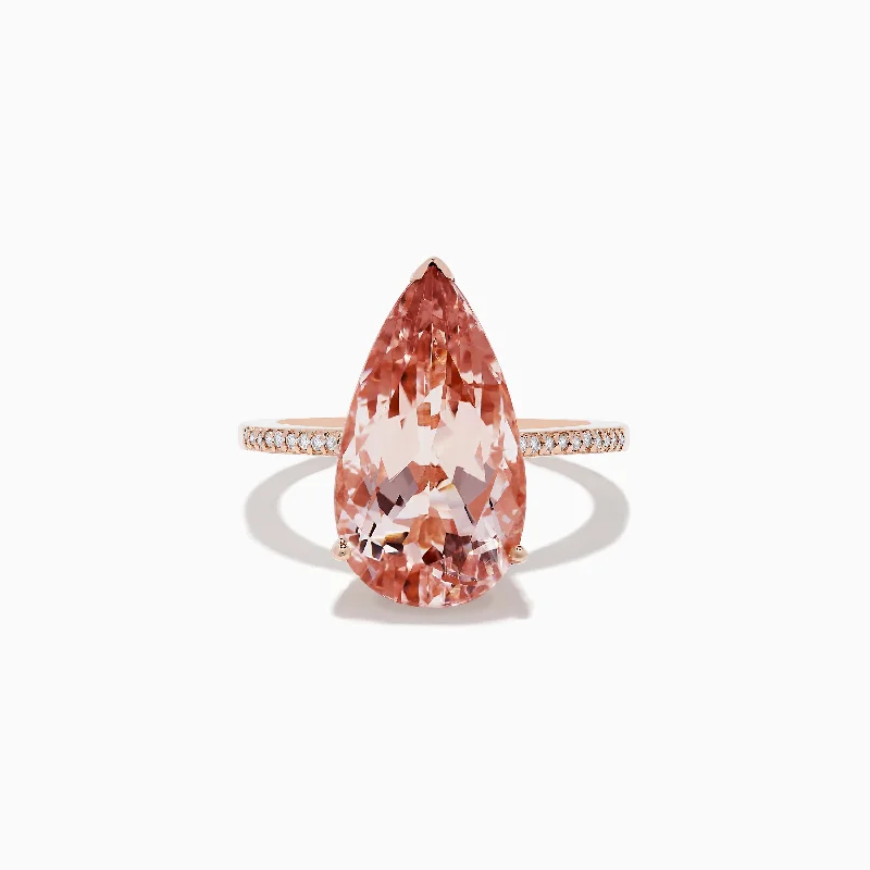 Ladies rings eternal sparkle -Blush 14K Rose Gold Morganite and Diamond Ring