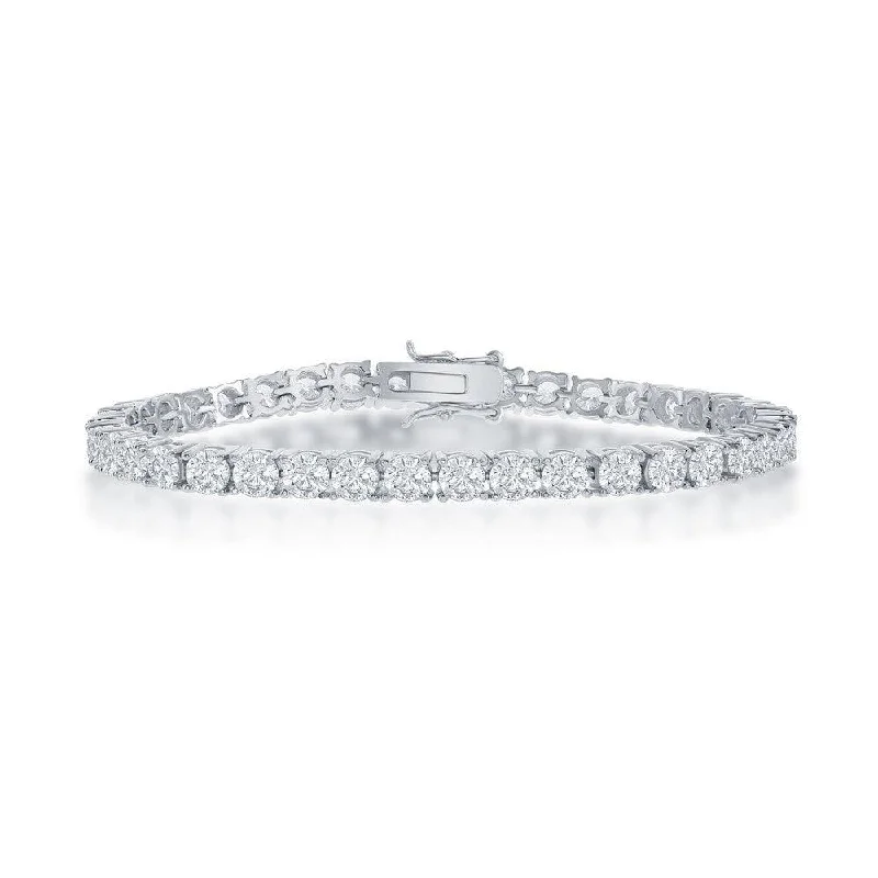 ladies bracelets bridal-Sterling Silver 4mm Prong-Set Round CZ Tennis Bracelet