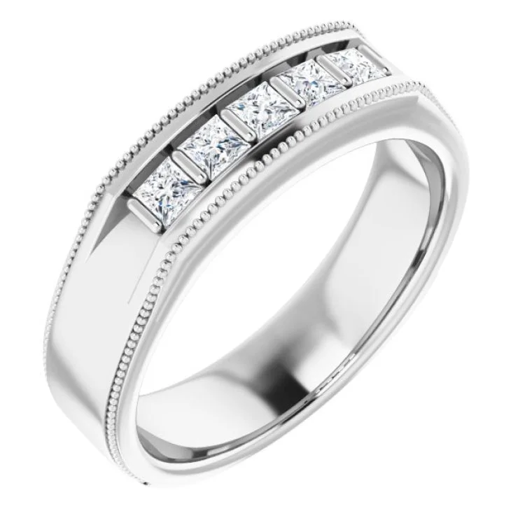 Ladies rings no fee delivery -14K White 1/2 CTW Natural Diamond Ring