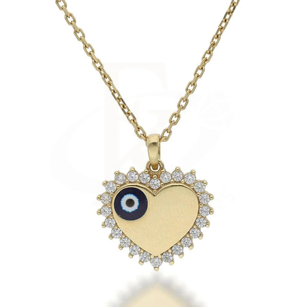 ladies necklaces lengths-Gold Necklace (Chain with Heart with Evil Eye Pendant) 18KT - FKJNKL1758