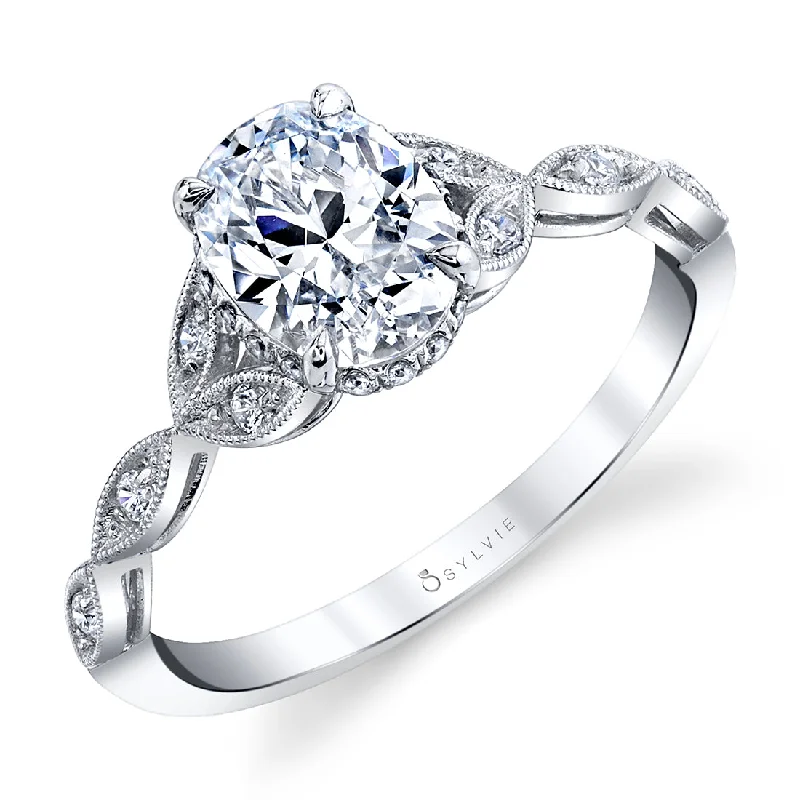 Ladies engagement rings weave glow -Sylvie Oval Engagement Ring S2525