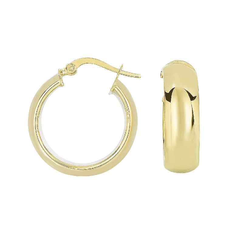 Ladies earrings stay shine -14K Yellow Gold Polished Tube Hoop Earring