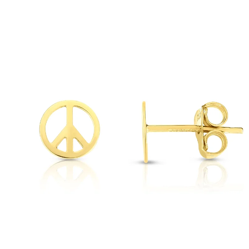 Ladies earrings path shine -14K Gold Peace Sign Stud Earring