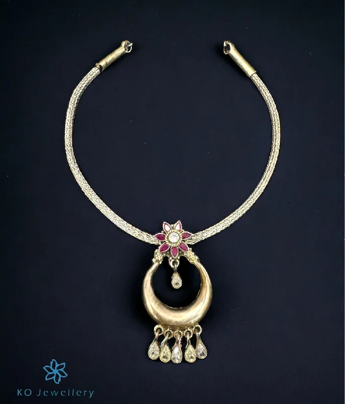 ladies necklaces two tone-The Yadhvi Silver Gemstone Necklace