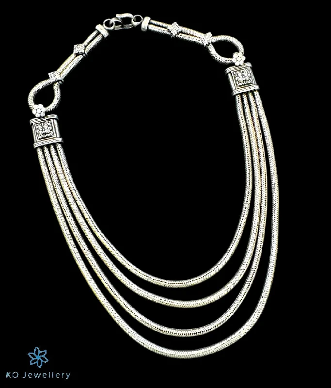 ladies necklaces repair-The Vanini Silver Layered Chain Necklace