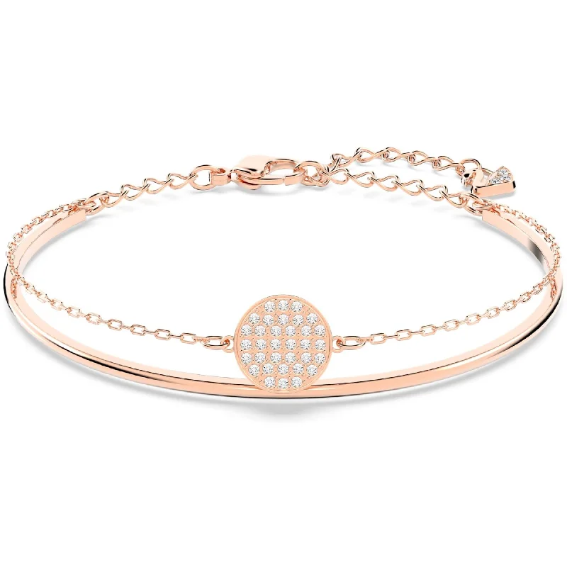 ladies bracelets brushed-Swarovski Women's Bangle Bracelet - Sublima Crystal Pave Disc Rose Gold | 5274892