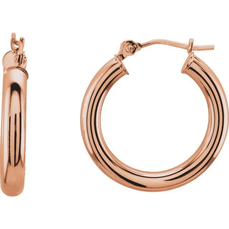 Ladies earrings fierce radiance -14K Rose 20 mm Tube Hoop Earrings