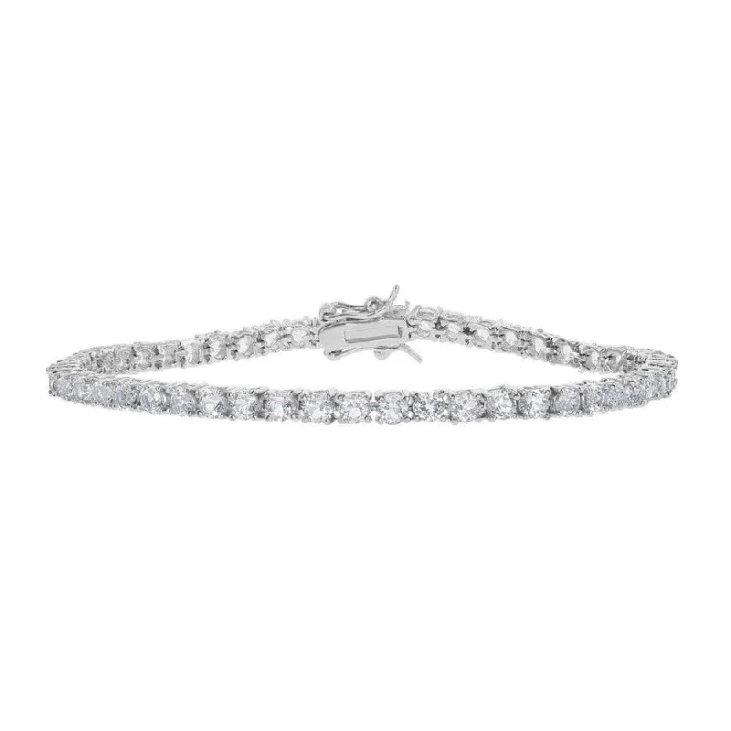 ladies bracelets branded-Sterling Silver 3mm Prong Set Tennis Bracelet, 7.25"