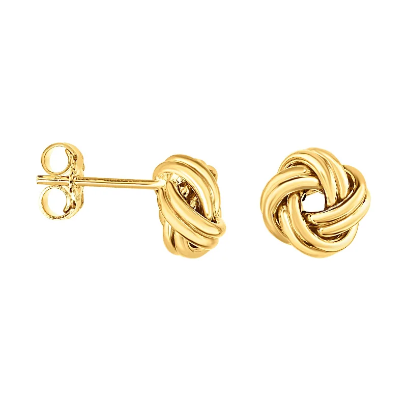 Ladies earrings ray charm -14K Gold Medium Muli-Row Love Knot Stud Earring