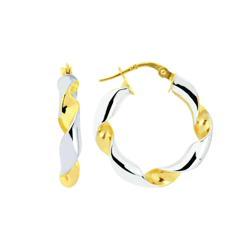 Ladies earrings bold shine -14K Gold Small Round Twist Hoop Earring