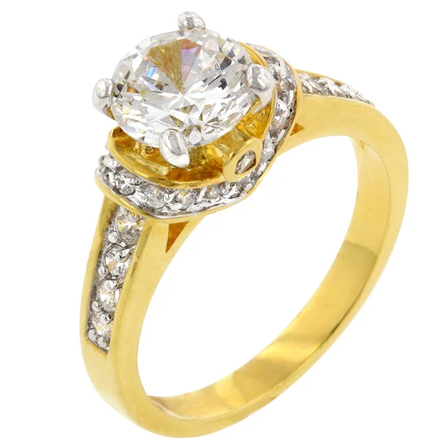 Ladies engagement rings spike glow -Noula 2ct Round Solitaire Engagement Ring | 3.7ct | 18k Gold