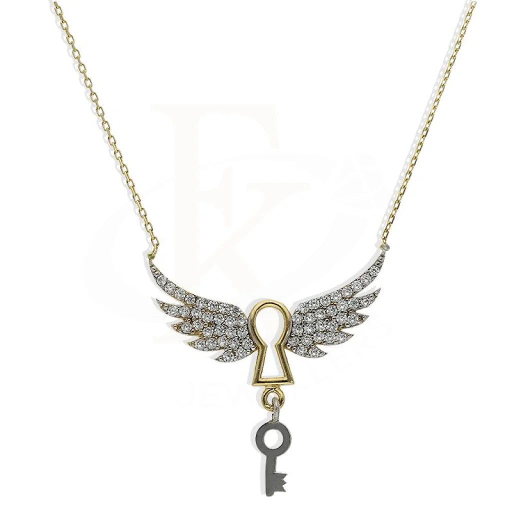 ladies necklaces timeless-Gold Flying Lock and Key Necklace 18KT - FKJNKL18K2264