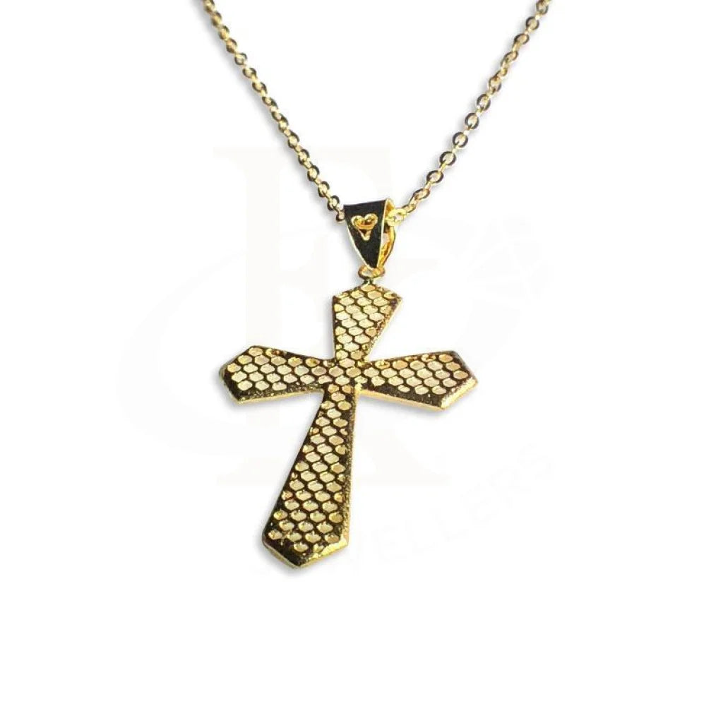 ladies necklaces floral-Gold Necklace (Chain with Cross Pendant) 18KT - FKJNKL1219