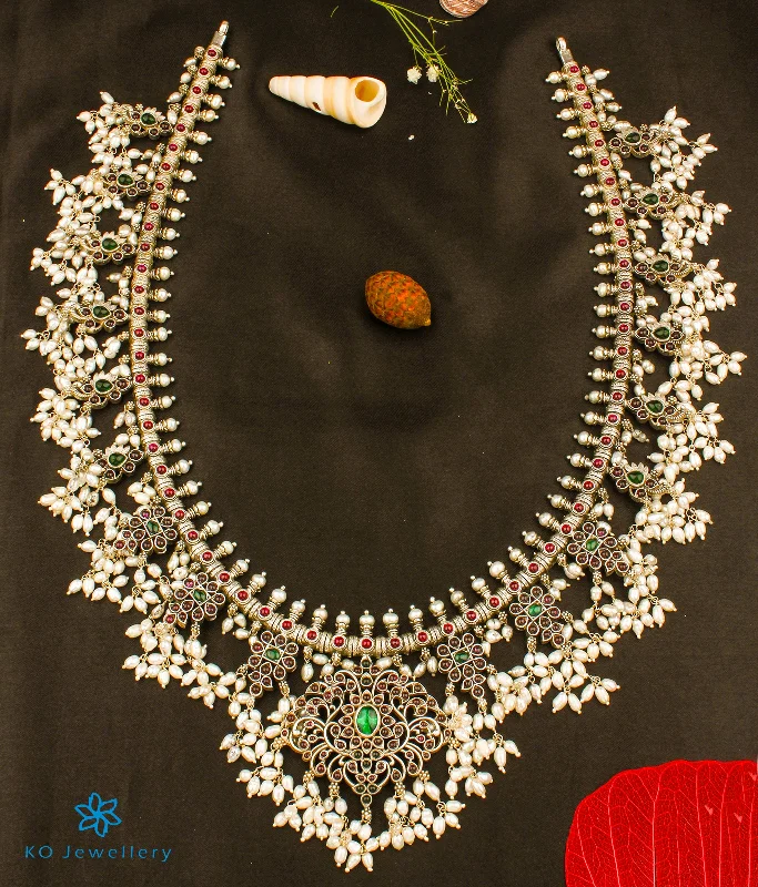 ladies necklaces summer-The Pragathi Silver Guttapusalu Necklace (Long)