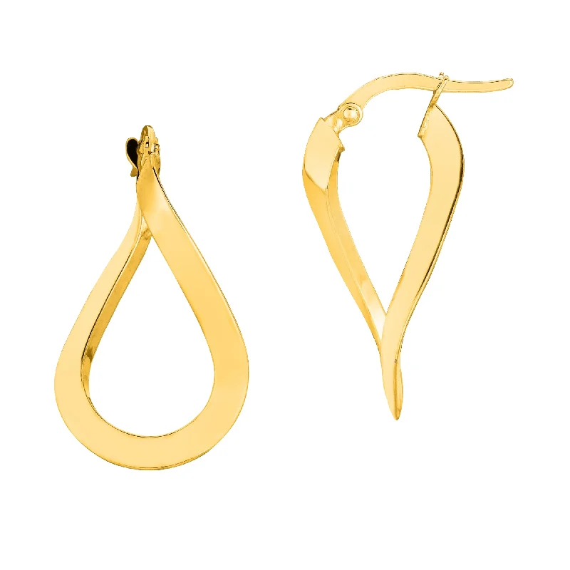 Ladies earrings wild radiance -14K Gold Tear Drop Twist Freeform Earring