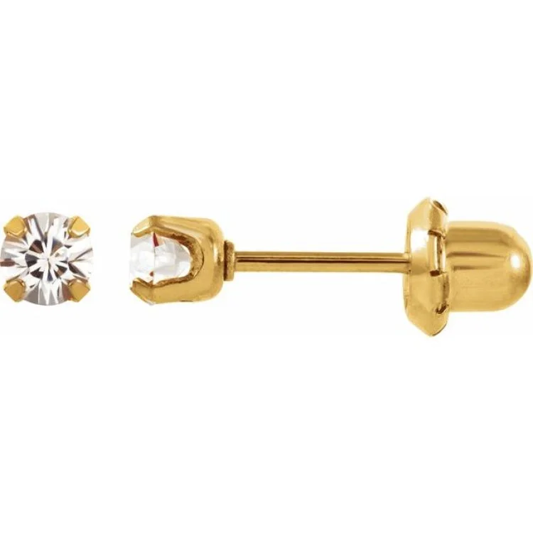 Ladies earrings peace radiance -24K Gold-Plated Stainless Steel Imitation White Sapphire InvernessÂ® Piercing Earrings