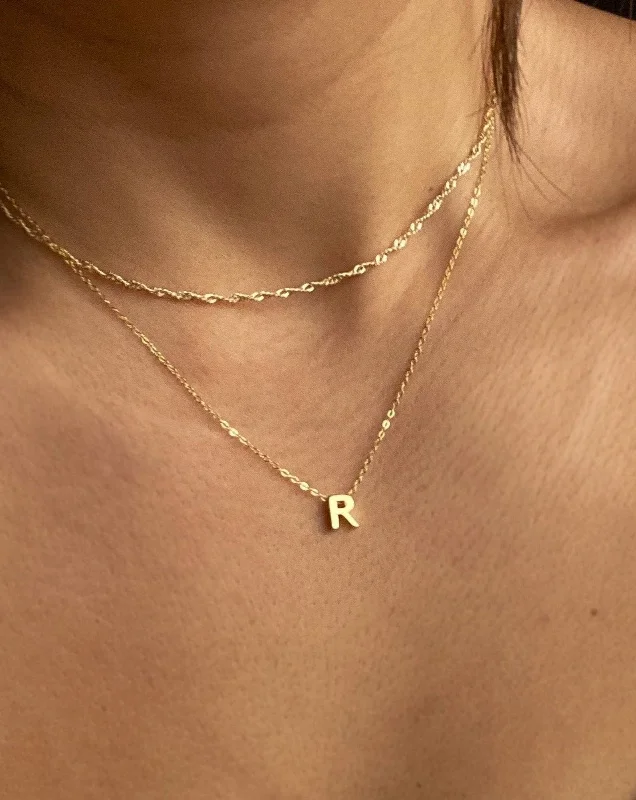 ladies necklaces tarnish free-R - Alphabet Necklace