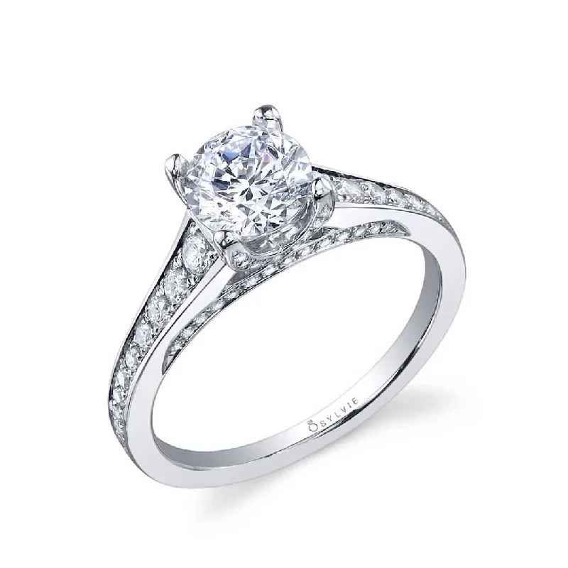 Ladies engagement rings toast glow -Sylvie Round Solitaire Engagement Ring SY778