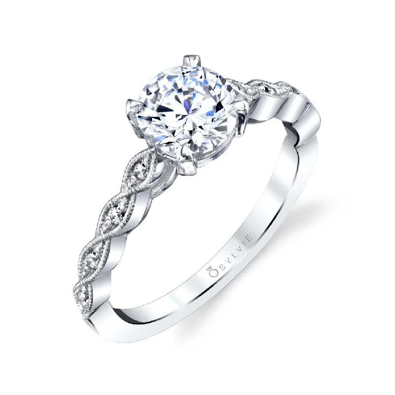 Ladies engagement rings dusk glow -Sylvie Unique Solitaire Engagement Ring S1840