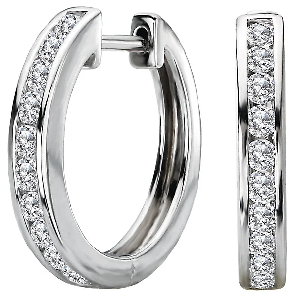 Ladies earrings pink shine -Ladies Fashion Diamond Hoop Earrings