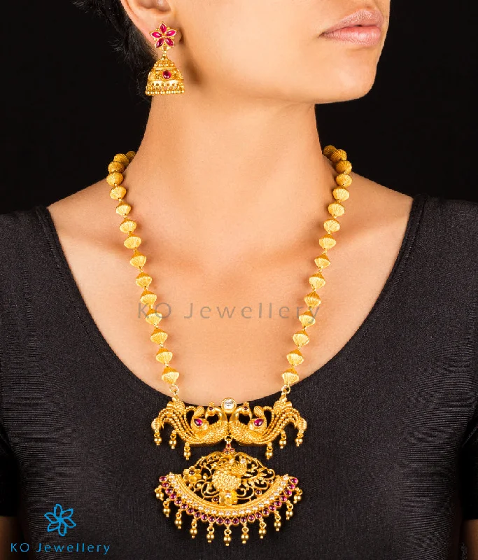 ladies necklaces elegant-The Manthan Silver Peacock Necklace