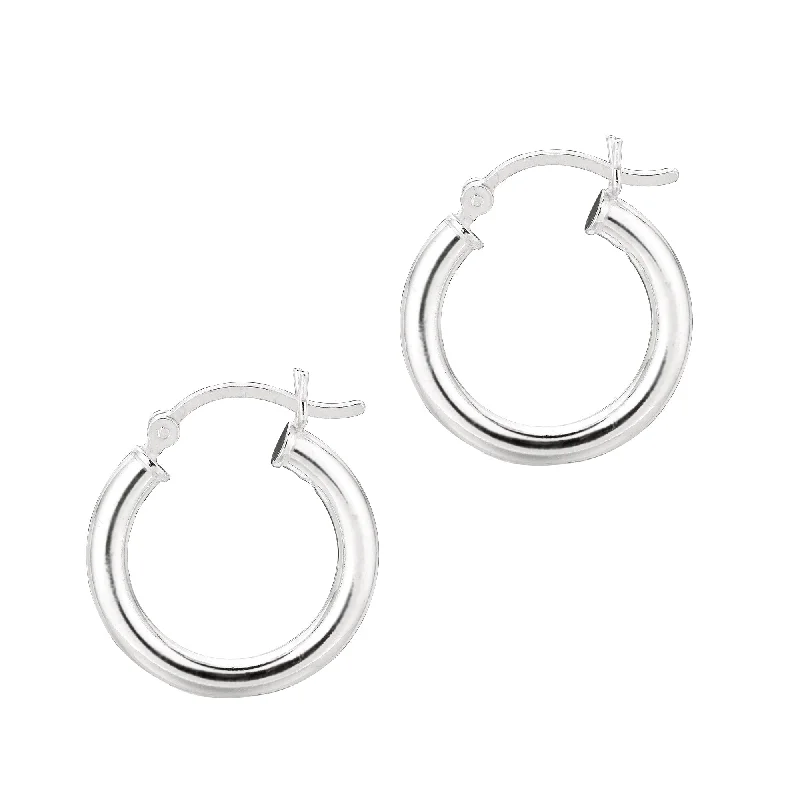 Ladies earrings weave glow -Silver 3x15mm Hoop Earring