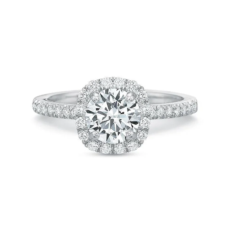 Ladies engagement rings pure glow -Cushion Halo Diamond Engagement Ring Setting