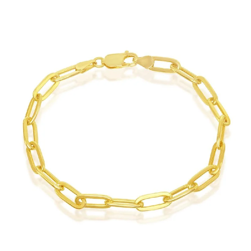 ladies bracelets tiffany-Sterling Silver 4mm Paper Clip Bracelet - Gold Plated