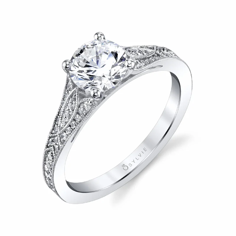 Ladies engagement rings wave radiance -Sylvie Vintage Engagement Ring S1801