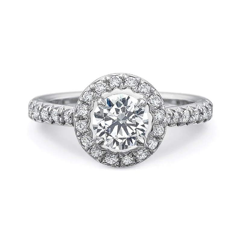 Ladies engagement rings flow shine -New Aire Diamond Halo Engagement Ring Setting