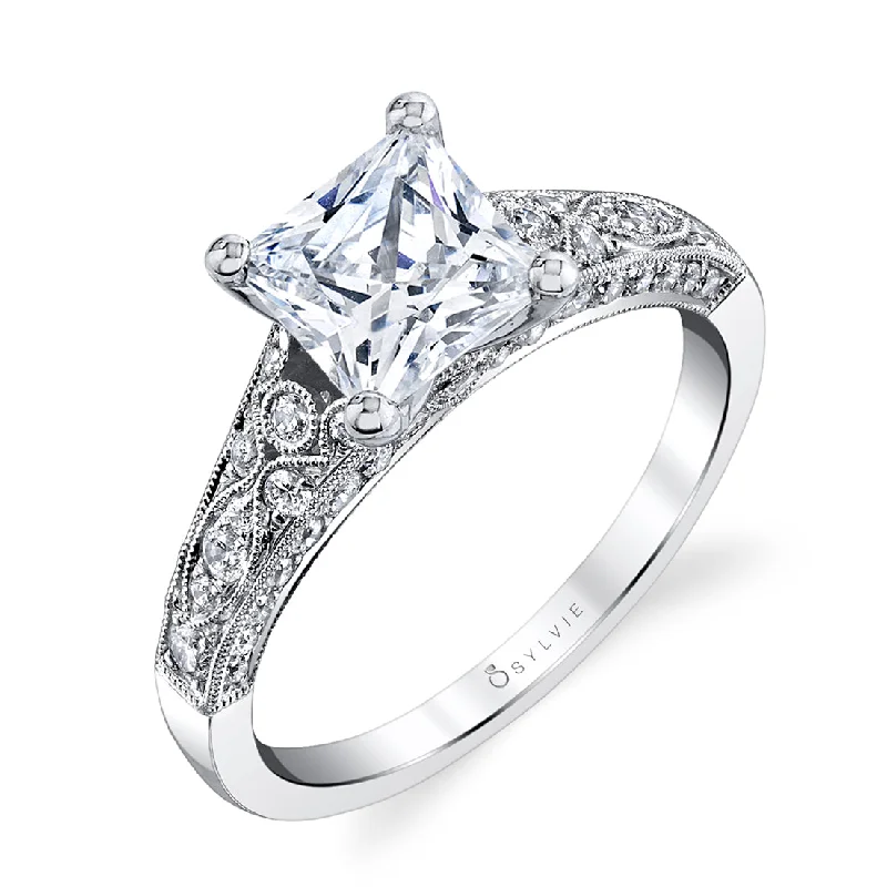 Ladies engagement rings stay shine -Sylvie Princess Cut Engagement Ring S1272 - PR