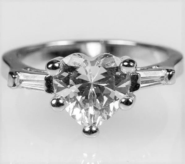 Ladies engagement rings rim glow -Hetty Heart CZ Solitaire Engagement Ring | 2.5ct