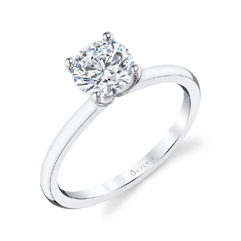 Ladies engagement rings bold shine -Sylvie Solitaire Engagement Ring S1955