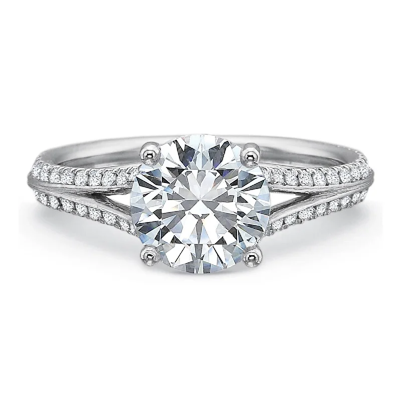 Ladies engagement rings grit shine -Diamond Split Shank Engagement Ring Setting