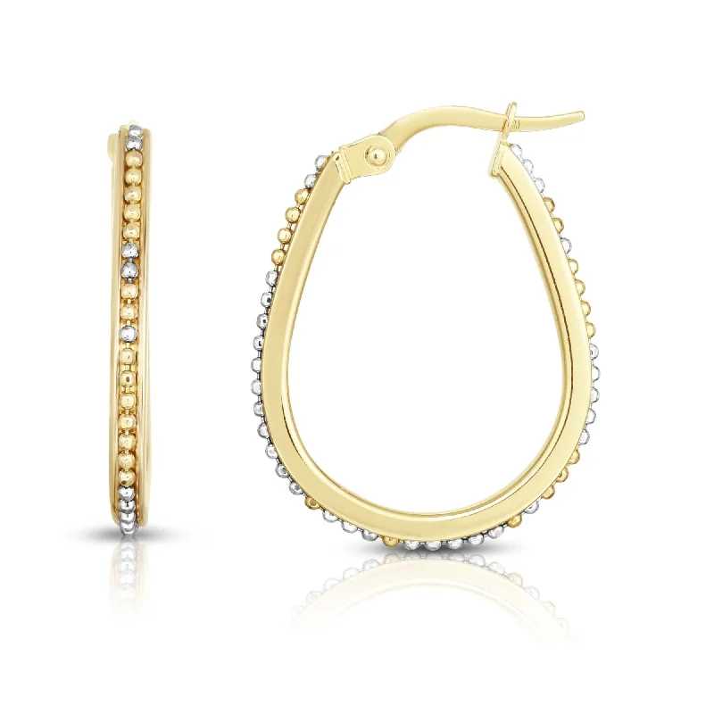 Ladies earrings buy radiance -14K Gold Bead Design Hoop Earring