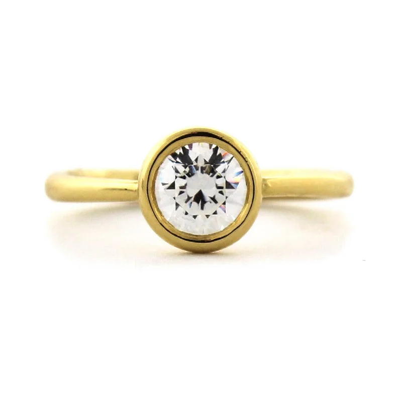 Ladies engagement rings halo stone shine -18K Yellow Gold Diamond Engagement Ring Setting