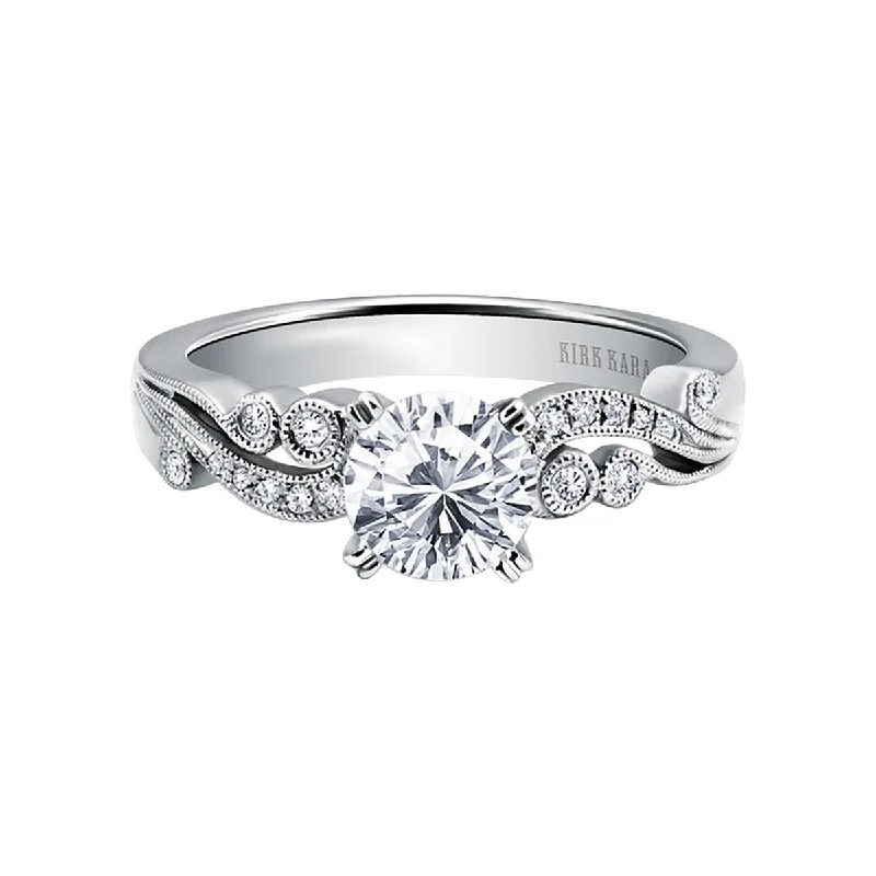 Ladies engagement rings life shine -Milgrain Round Diamond Engagement Ring Setting