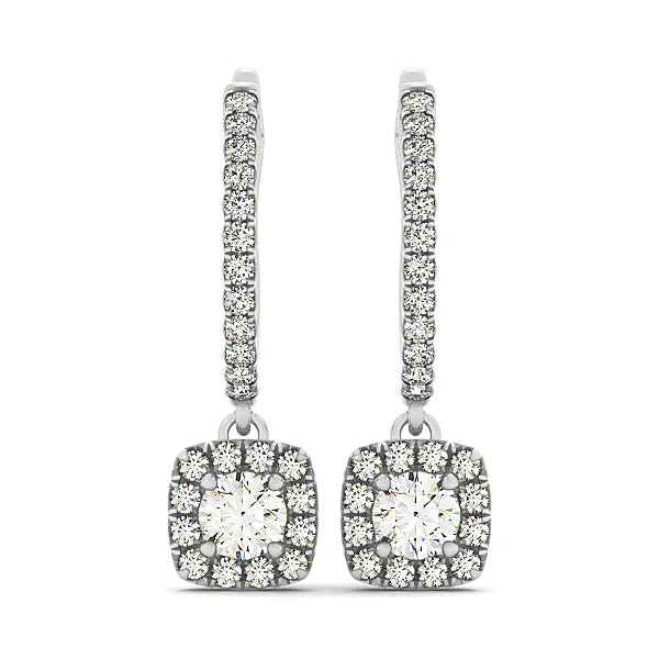 Ladies earrings hunt radiance -Halo Diamond Earring