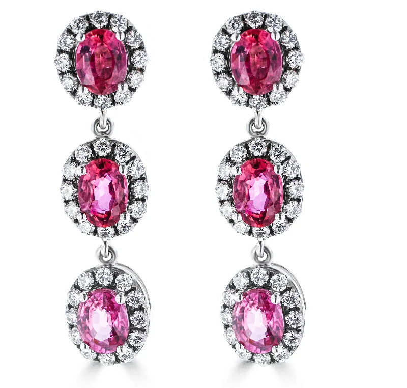 Ladies earrings prism charm -JULEVE 18KT 3.49 CTW SAPPHIRE AND 0.98 CTW DIAMOND DROP EARRINGS