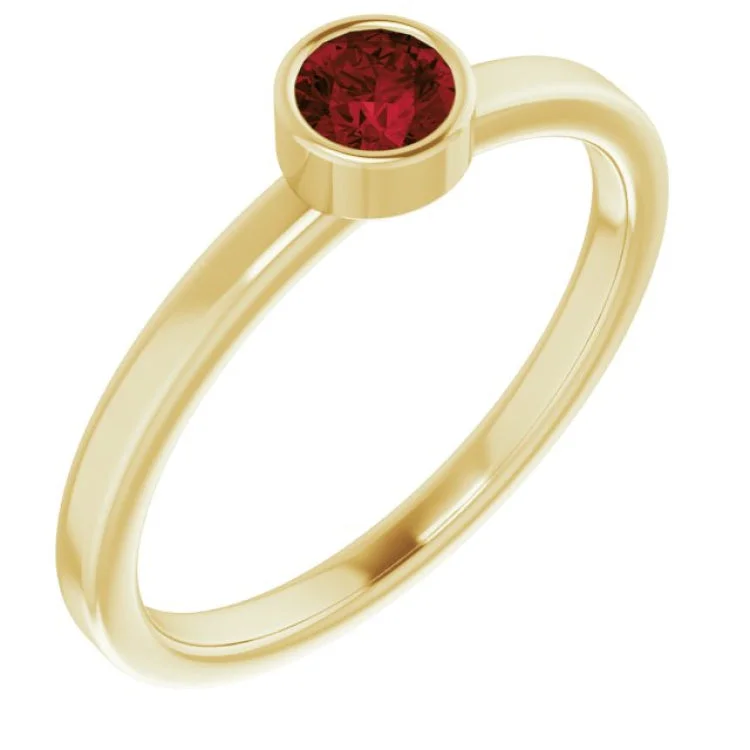 Ladies rings ray charm -14K Yellow 4 mm Natural Mozambique Garnet Ring