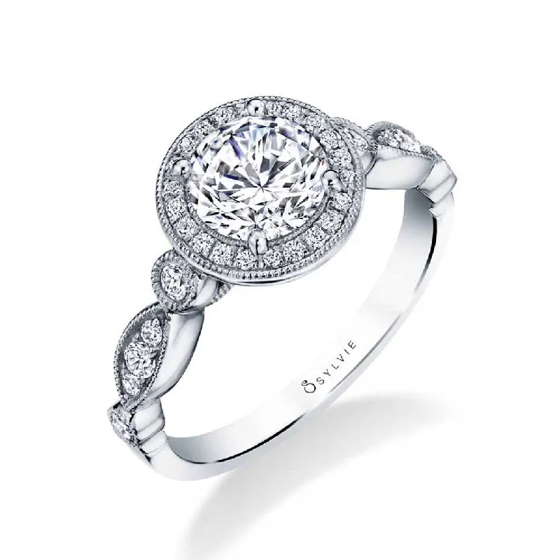 Ladies engagement rings orbit glow -Sylvie Vintage Inspired Stackable Engagement Ring S1811