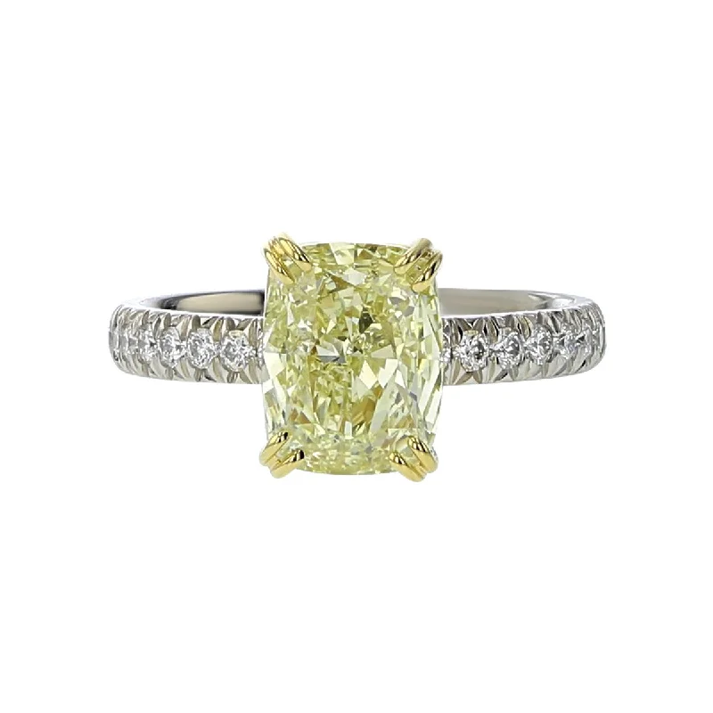 Ladies engagement rings era charm -French-cut Artisan Yellow Diamond Engagement Ring