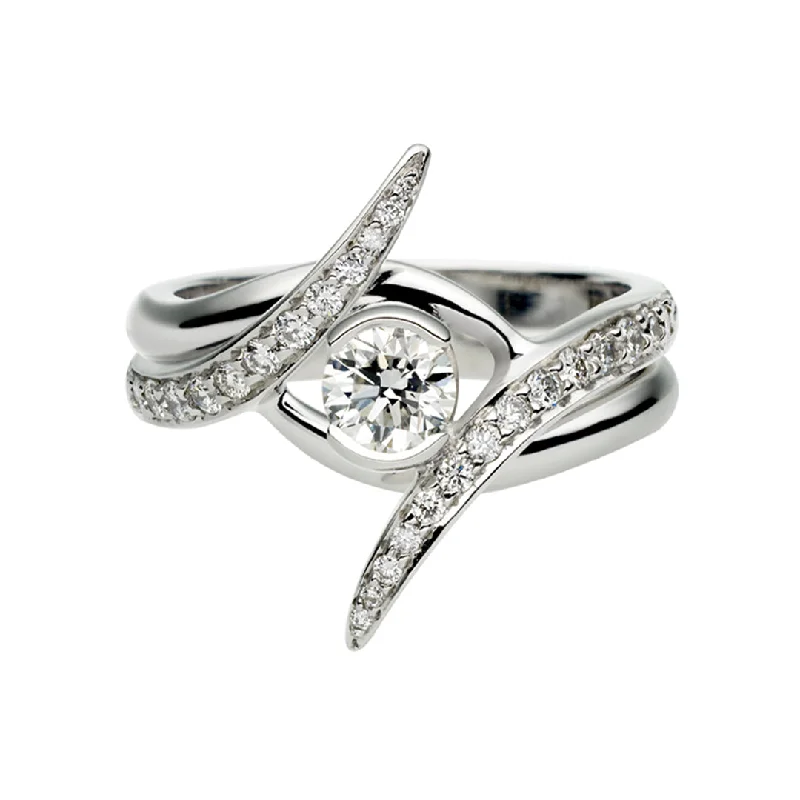 Ladies engagement rings letter glow -Entwined Ardour35 Engagement Ring Set - Platinum & 0.65ct Diamond