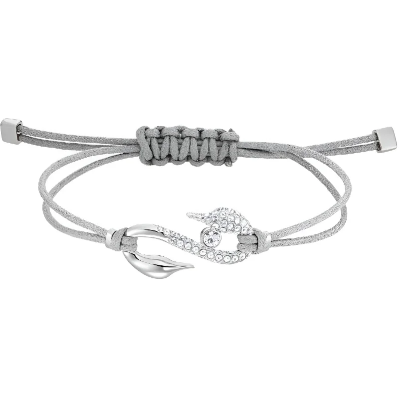 ladies bracelets thin-Swarovski Women's Bracelet - Power Silver S Hook Crystals with Grey Cord | 5511778