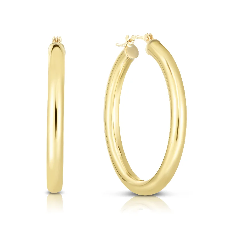 Ladies earrings old shine -10K Gold 3x30mm Hoop Earring