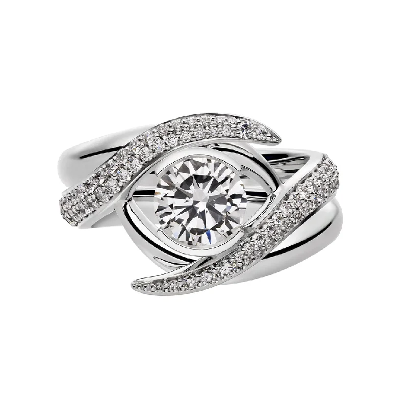 Ladies engagement rings slim radiance -Entwined Rapture100 Engagement Ring Set - 18ct White Gold & 1.32ct Diamond