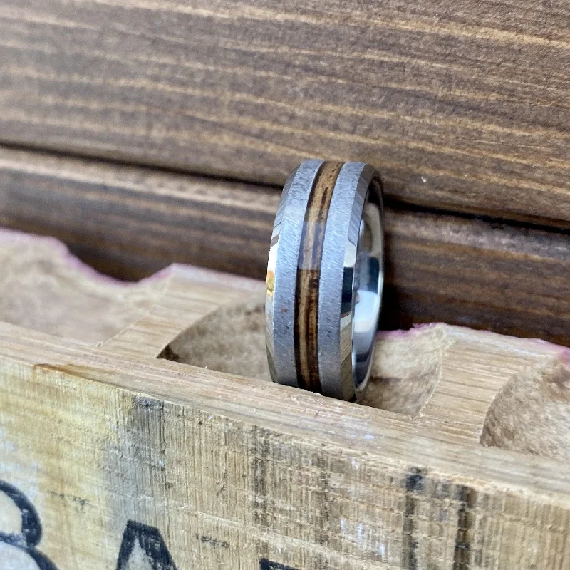 Ladies rings swift shine -"The Pursuer" 100% USA Made Build Your Own Ring Rugged Tungsten Beveled Edge Band with Grain Finish