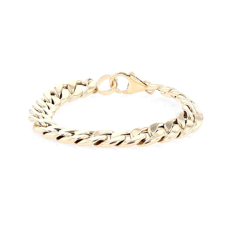 ladies bracelets sleek-14K Gold Open Cuban 9mm Chain Bracelet  BG000821